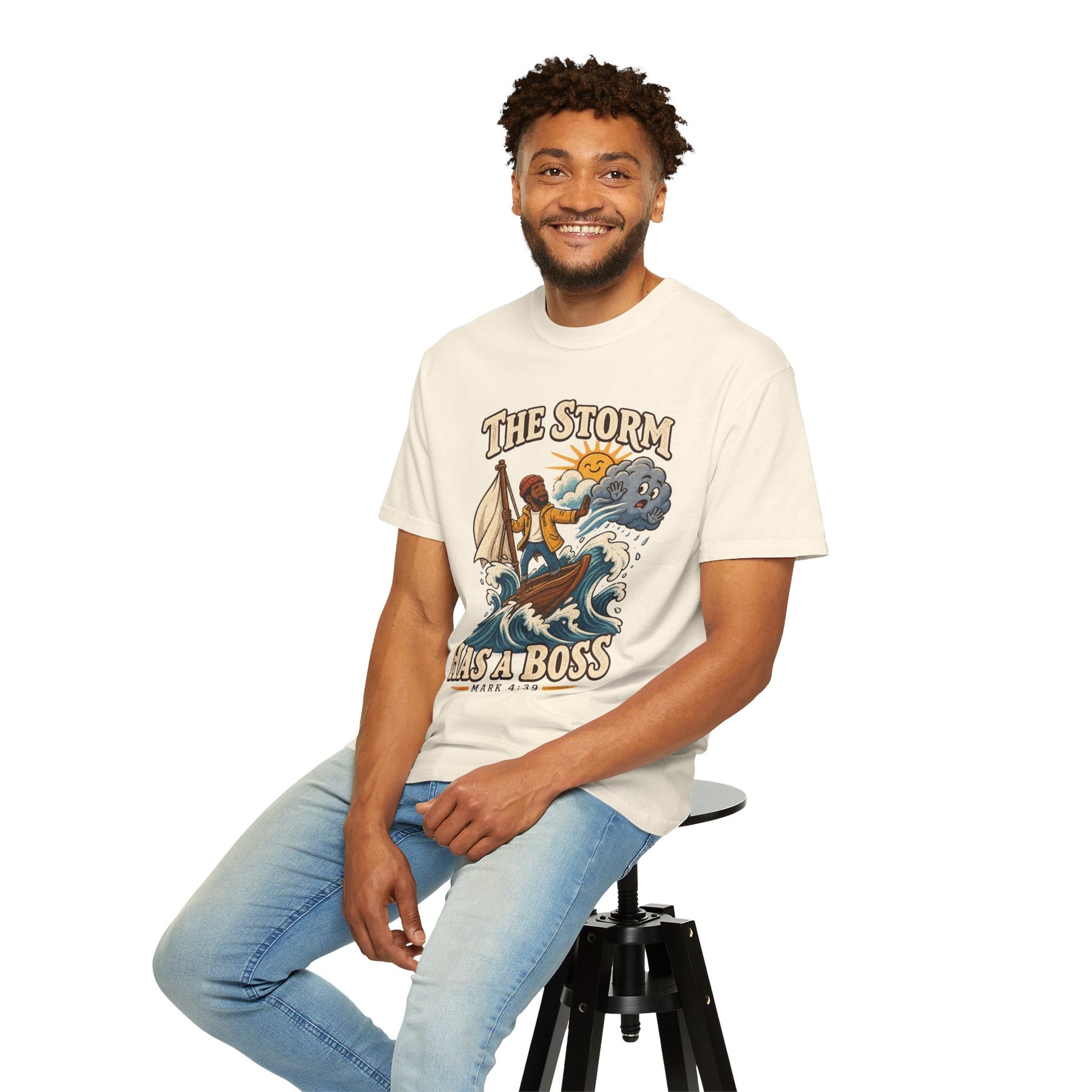 The Storm Has a Boss Christian T-shirt, product view 7