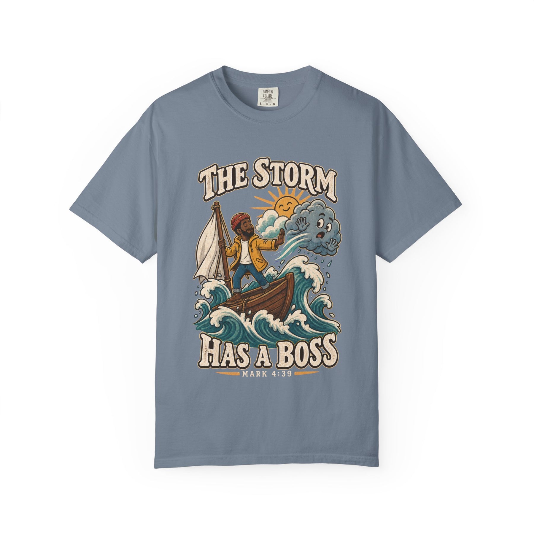 The Storm Has a Boss Christian T-shirt, product view 5