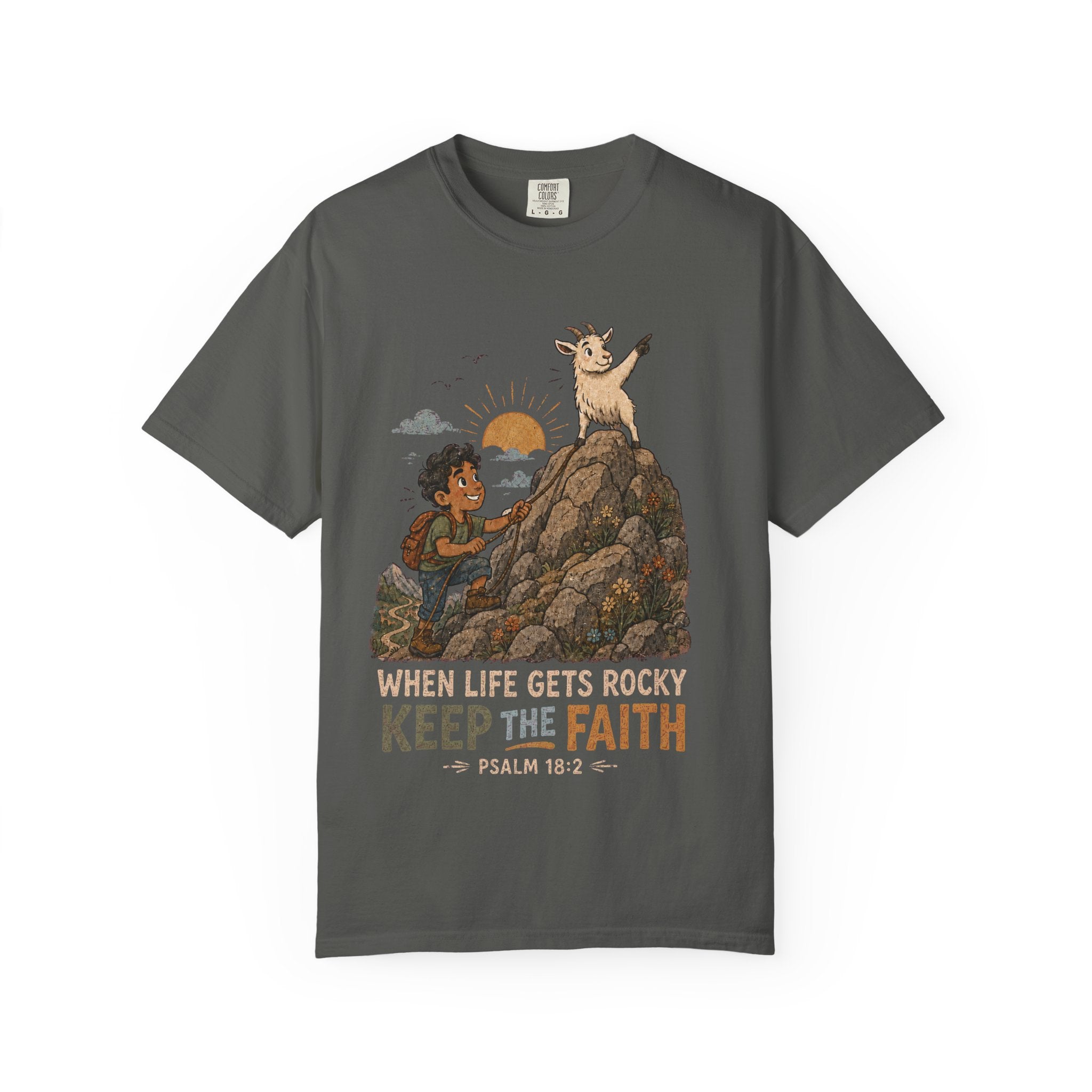 When Life Gets Rocky, Keep the Faith Christian T-shirt, product view 2