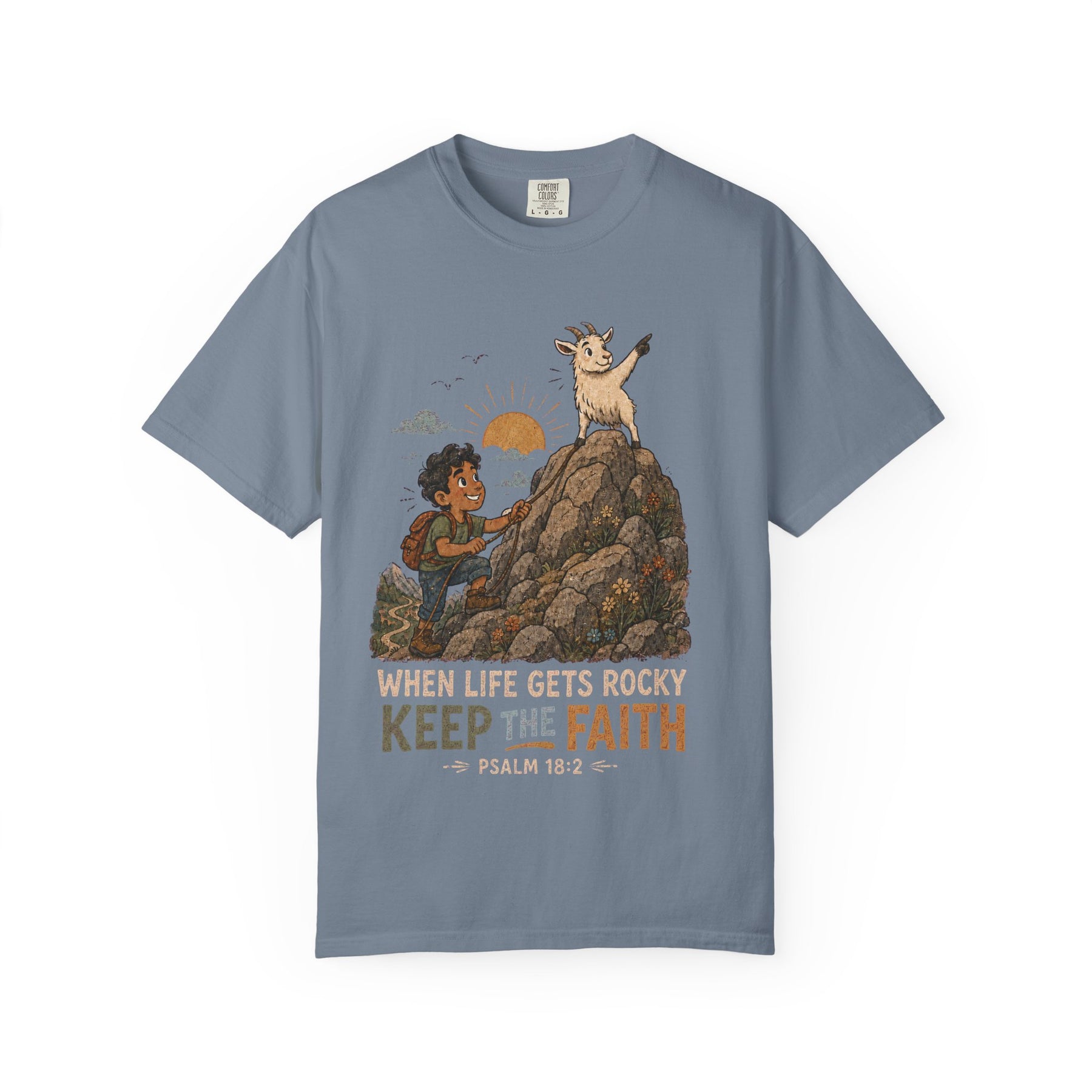 When Life Gets Rocky, Keep the Faith Christian T-shirt, product view 5
