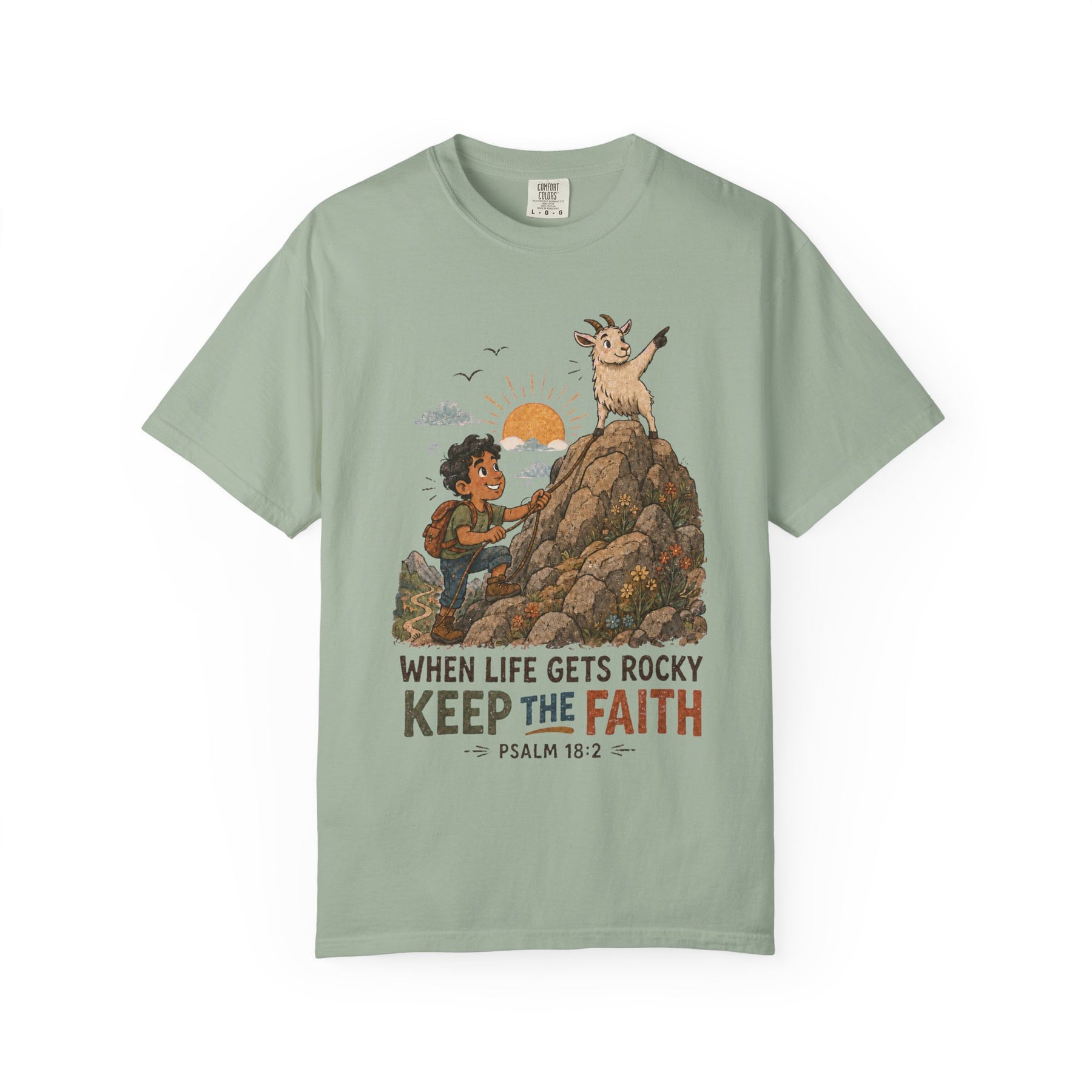 When Life Gets Rocky, Keep the Faith Christian T-shirt, product view 3