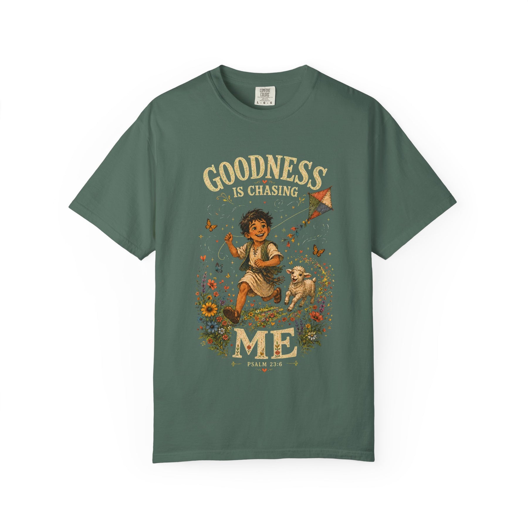 Goodness Is Chasing Me Christian T-shirt, product view 4