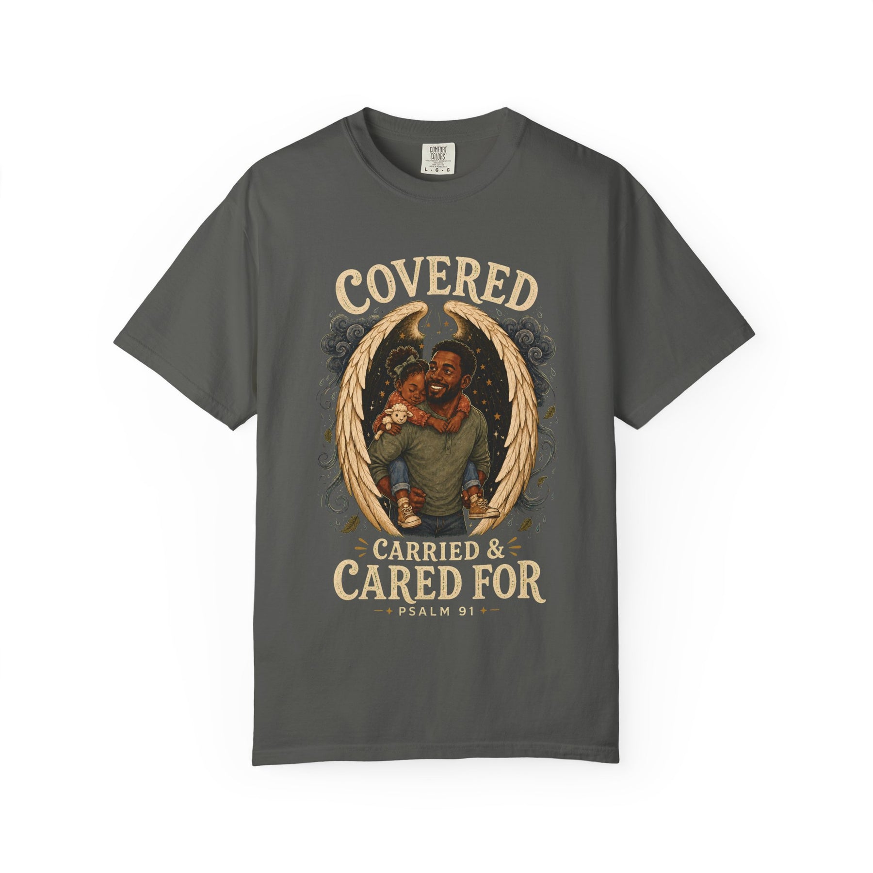 Covered, Carried & Cared For Christian T-shirt, product view 2