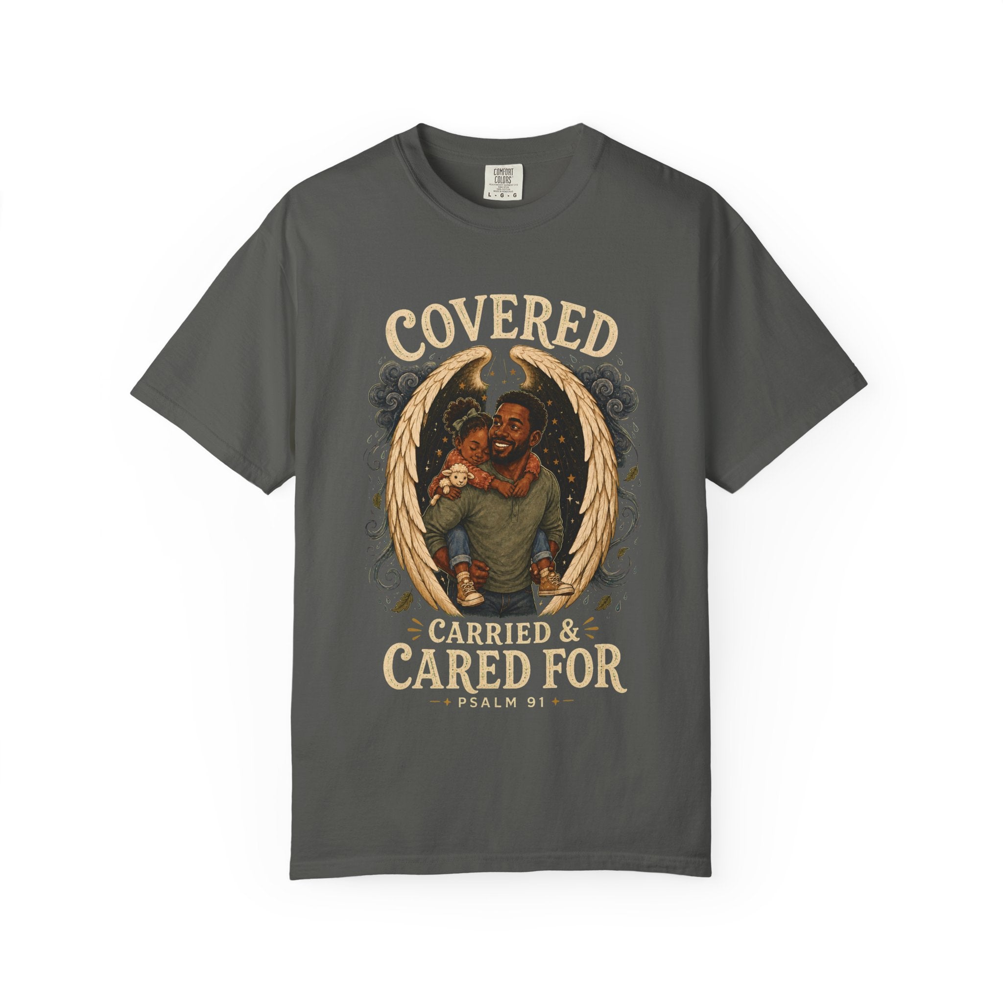 Covered, Carried & Cared For Christian T-shirt, product view 2
