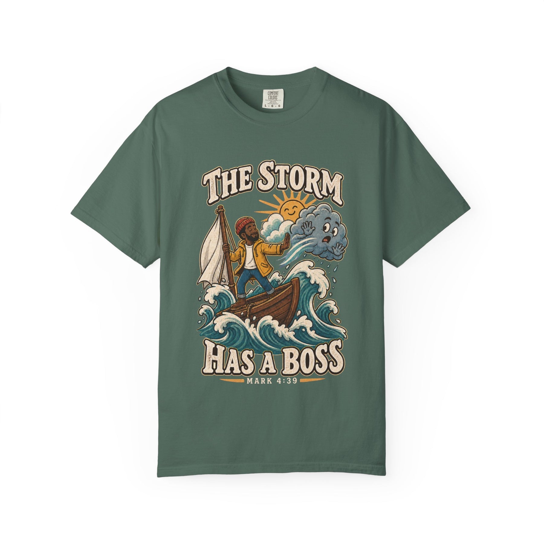 The Storm Has a Boss Christian T-shirt, product view 4