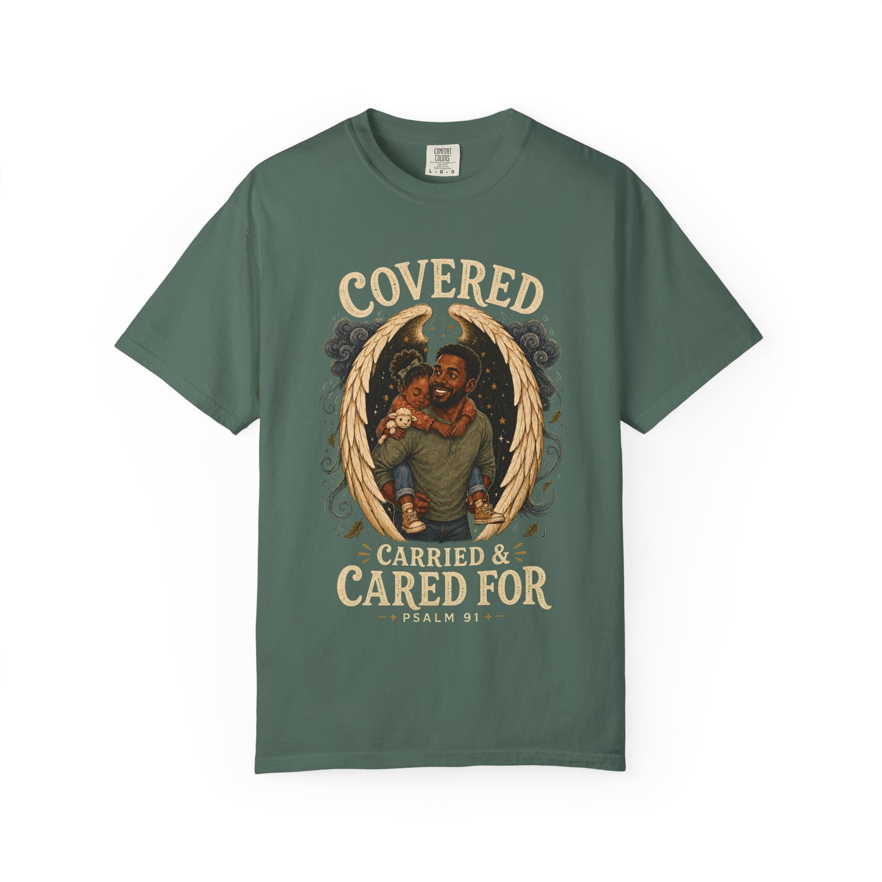 Covered, Carried & Cared For Christian T-shirt, product view 4