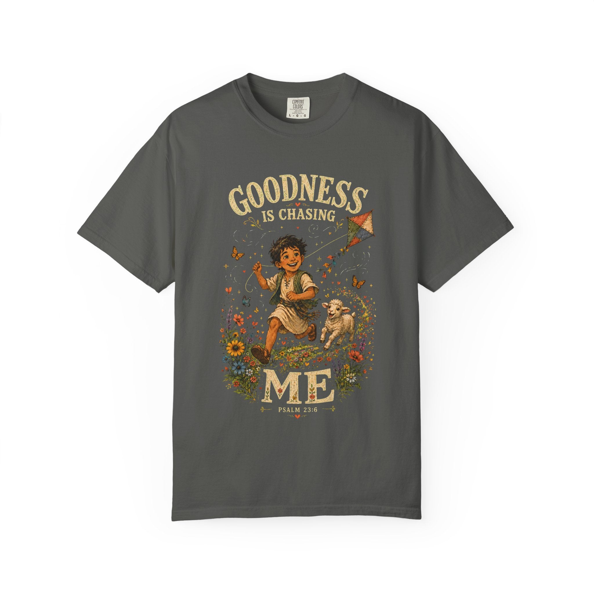 Goodness Is Chasing Me Christian T-shirt, product view 2