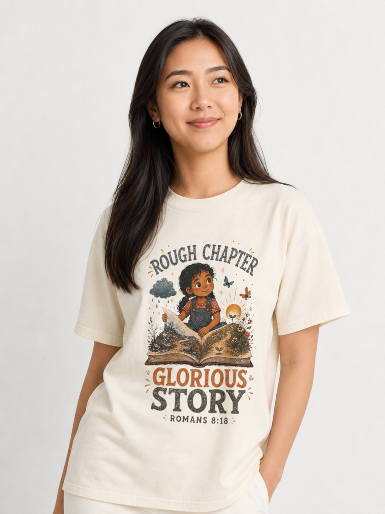 Rough Chapter, Glorious Story Christian T-shirt lifestyle photo 1