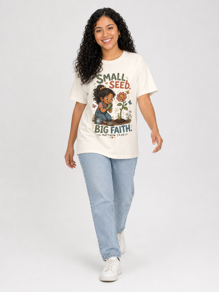Small Seed, Big Faith Christian T-shirt lifestyle photo 2