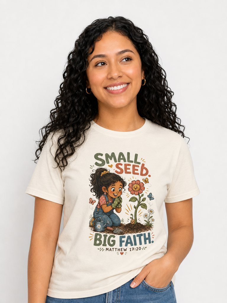Small Seed, Big Faith Christian T-shirt lifestyle photo 1