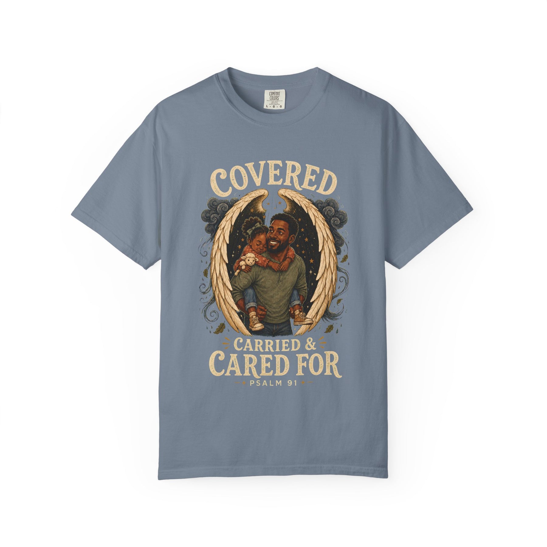 Covered, Carried & Cared For Christian T-shirt, product view 5