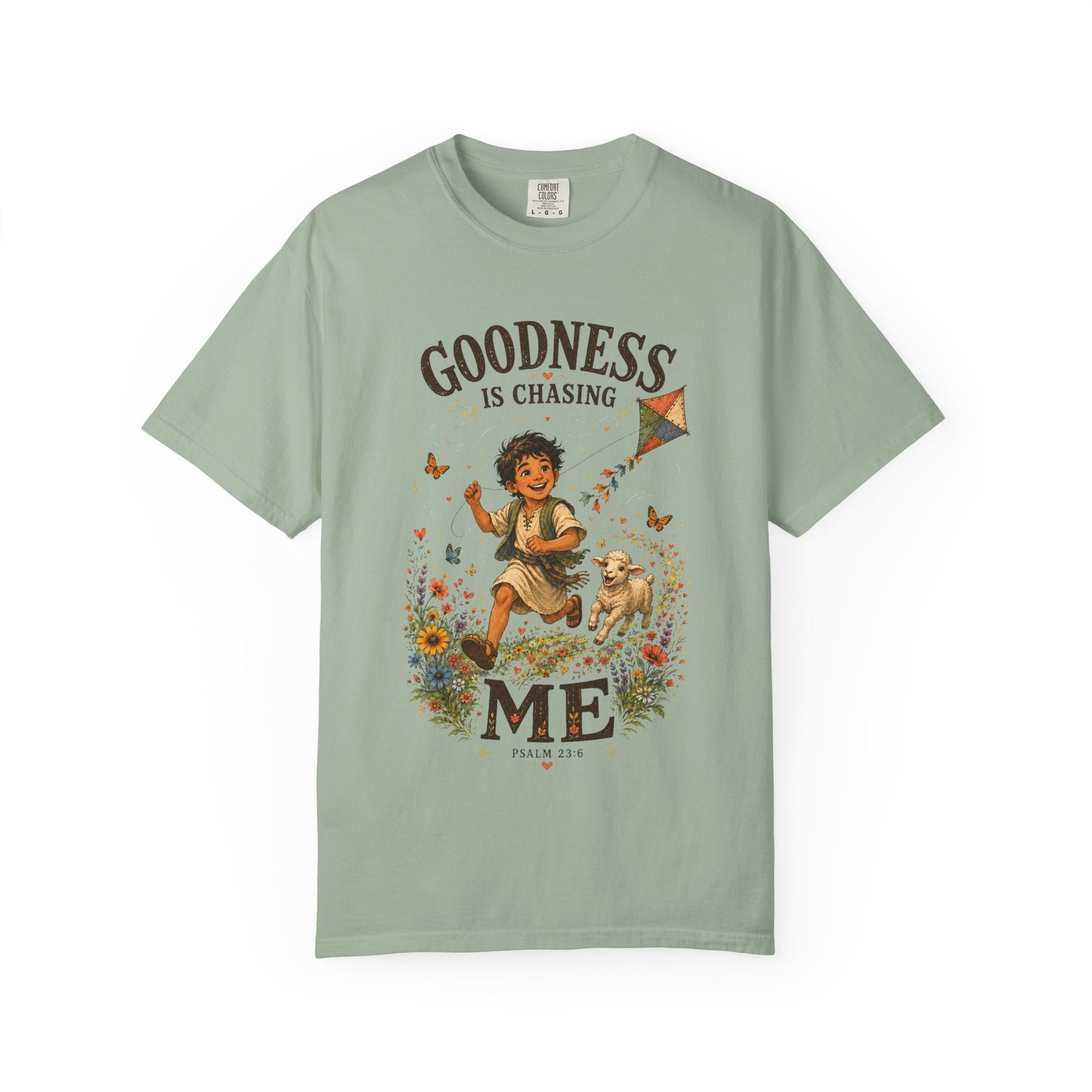 Goodness Is Chasing Me Christian T-shirt, product view 3