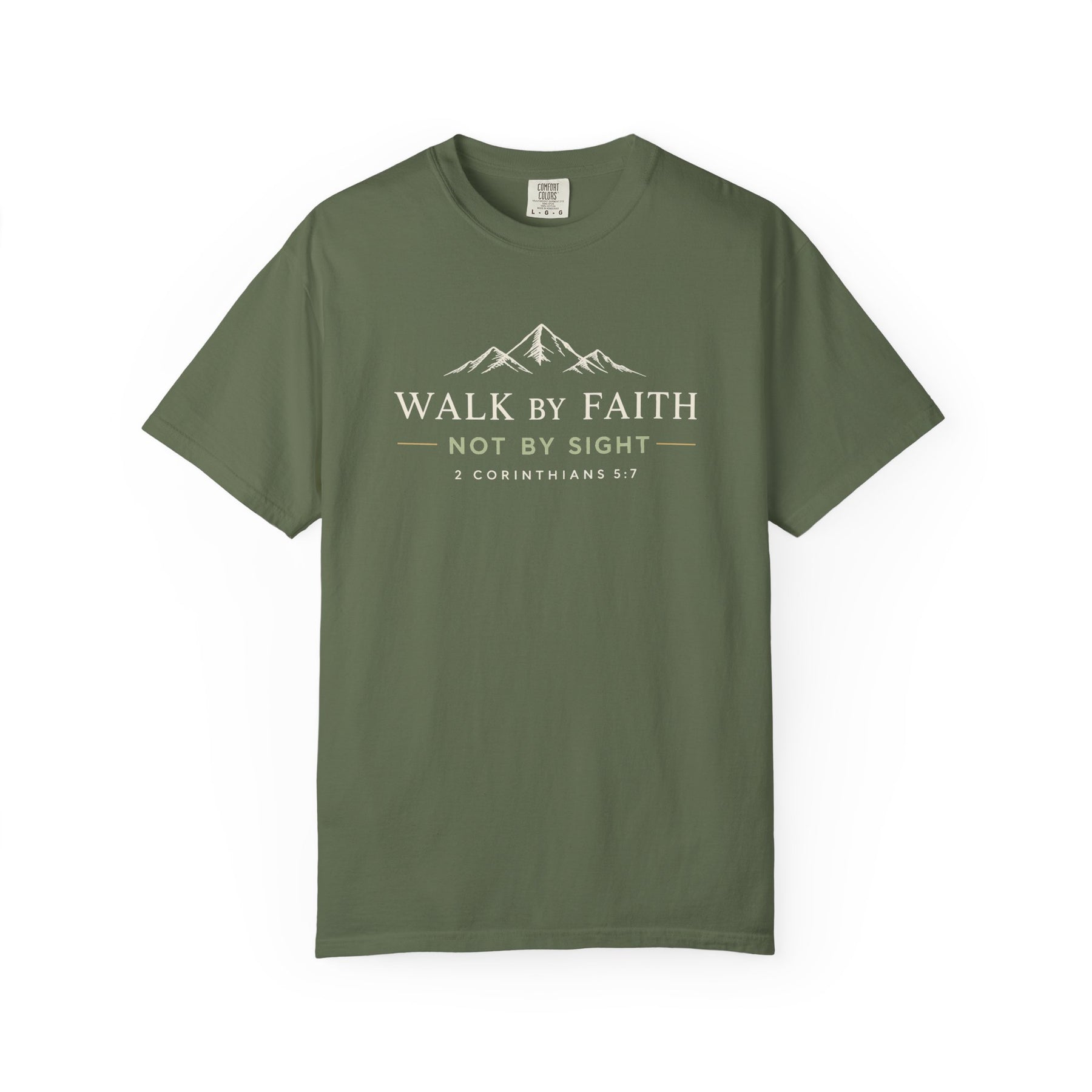 Walk by Faith Tee Christian apparel, 2 Corinthians 5:7