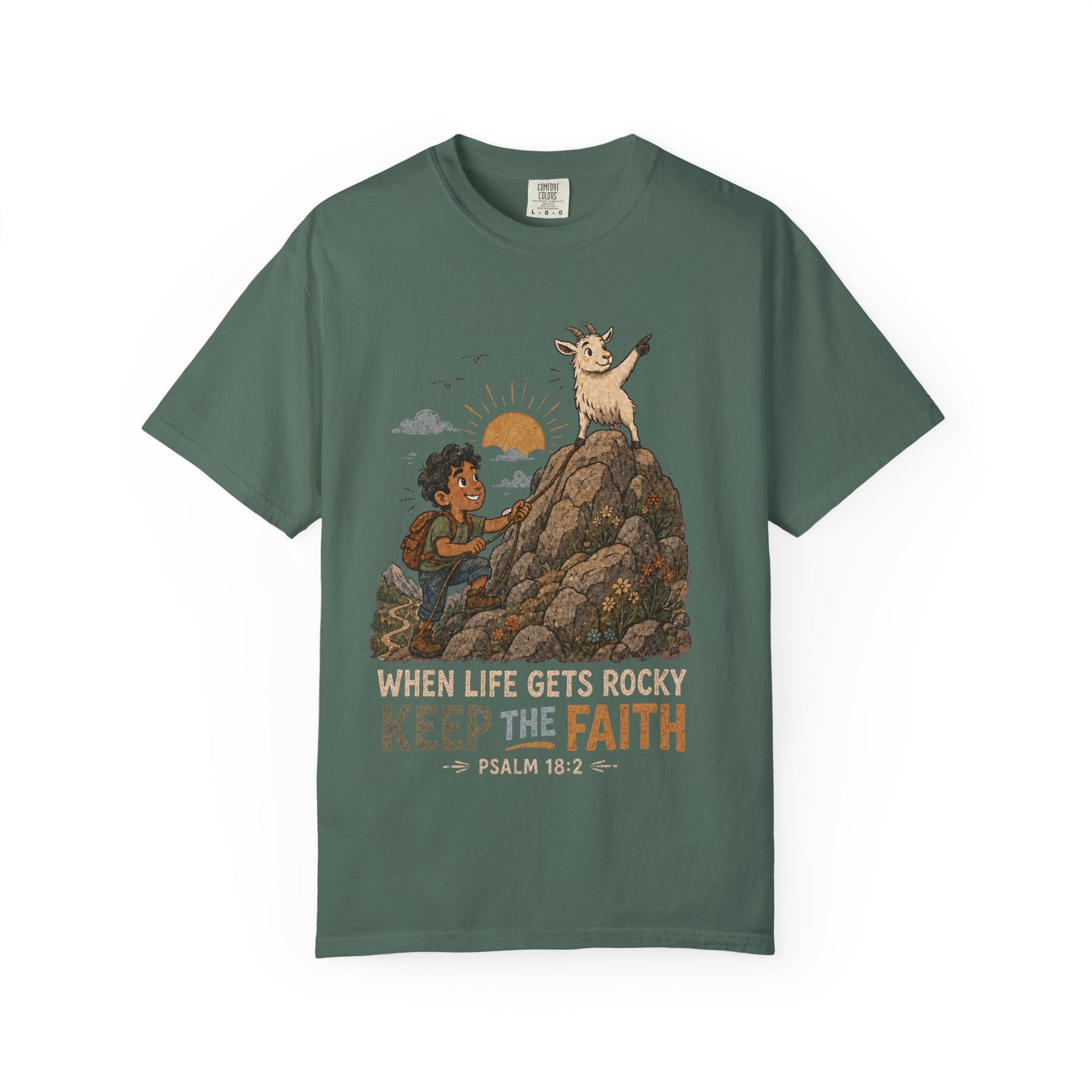 When Life Gets Rocky, Keep the Faith Christian T-shirt, product view 4