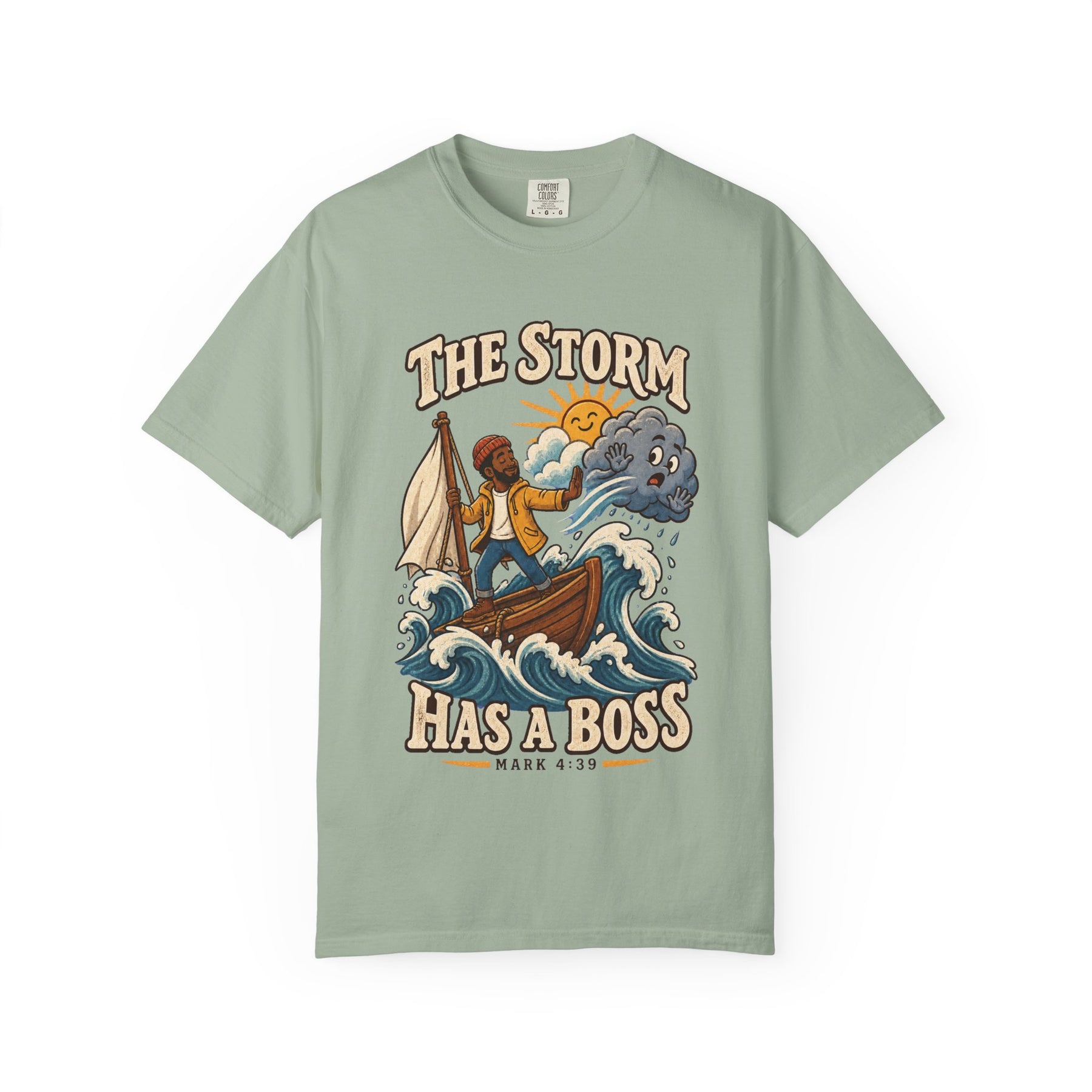 The Storm Has a Boss Christian T-shirt, product view 3