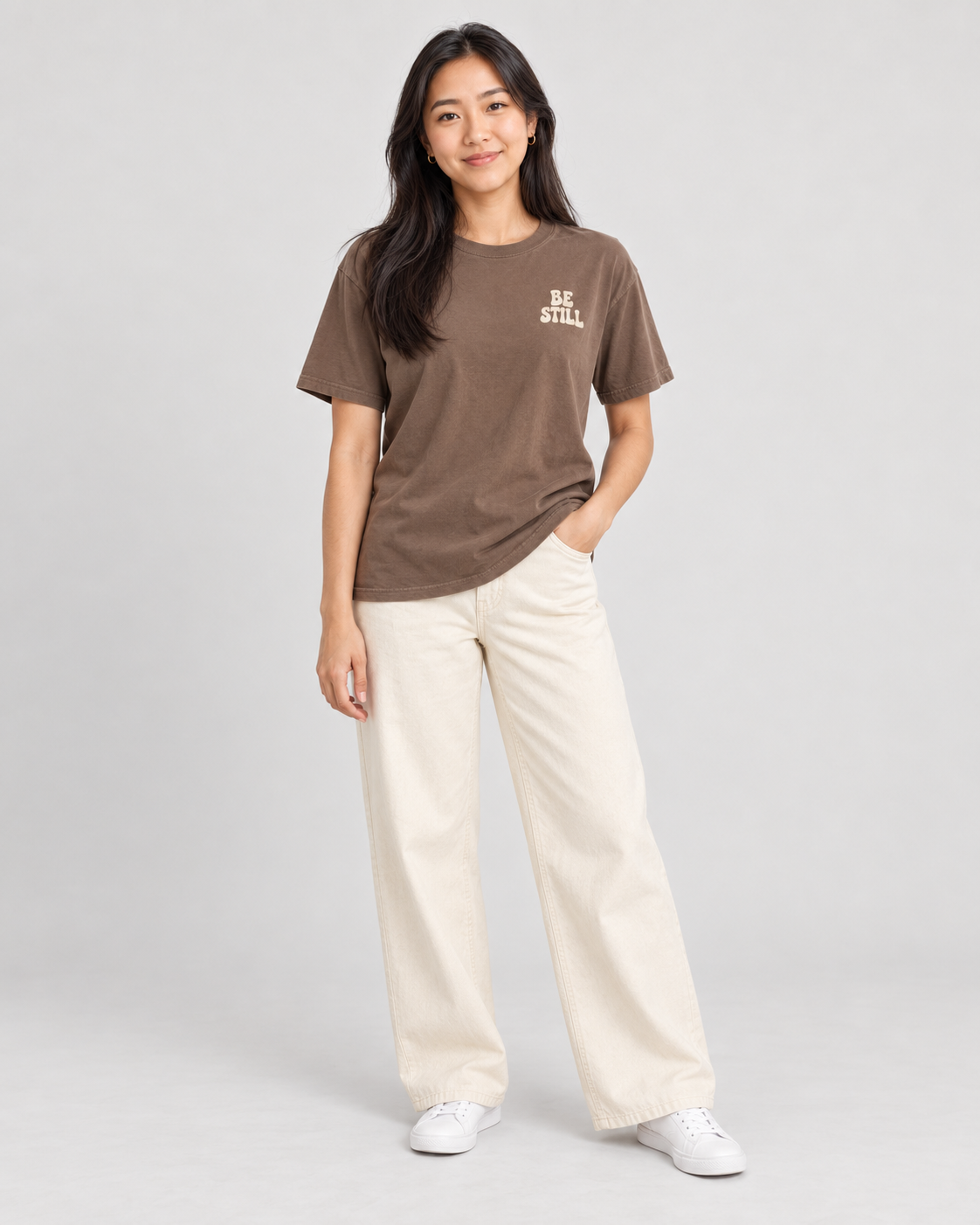 Be Still & Know Tee — Espresso — 03 standing