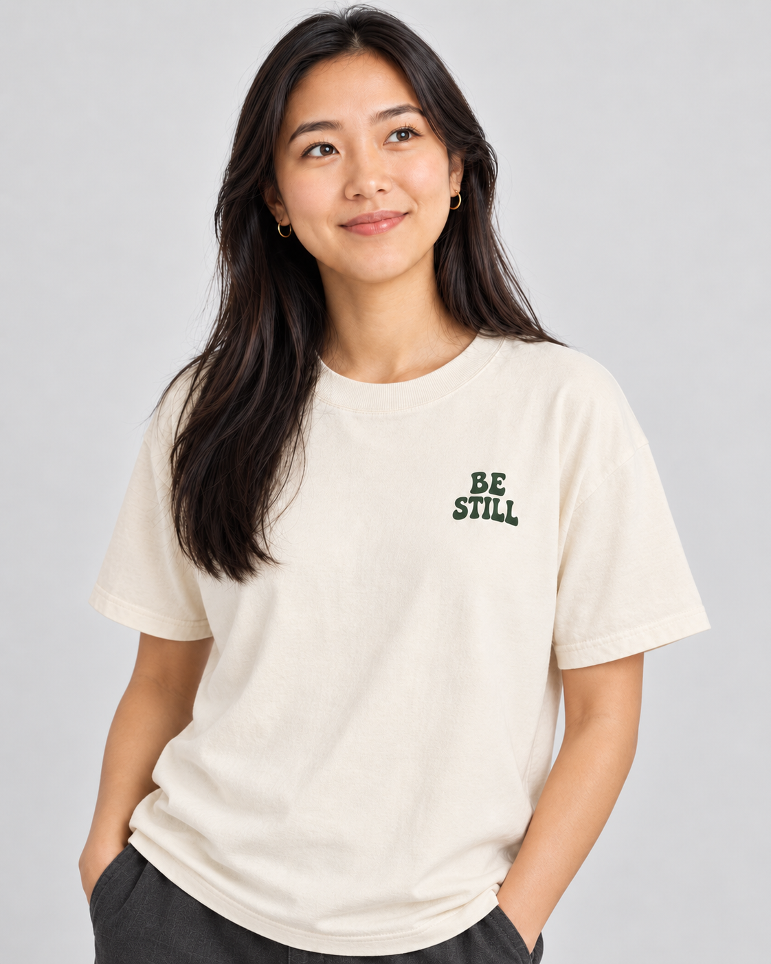Be Still & Know Tee — Ivory — 01 looking up