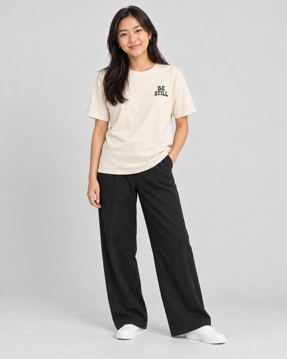 Be Still & Know Tee — Ivory — 03 standing