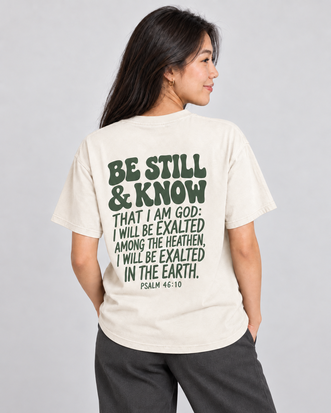 Be Still & Know Tee — Ivory — 04 back detail