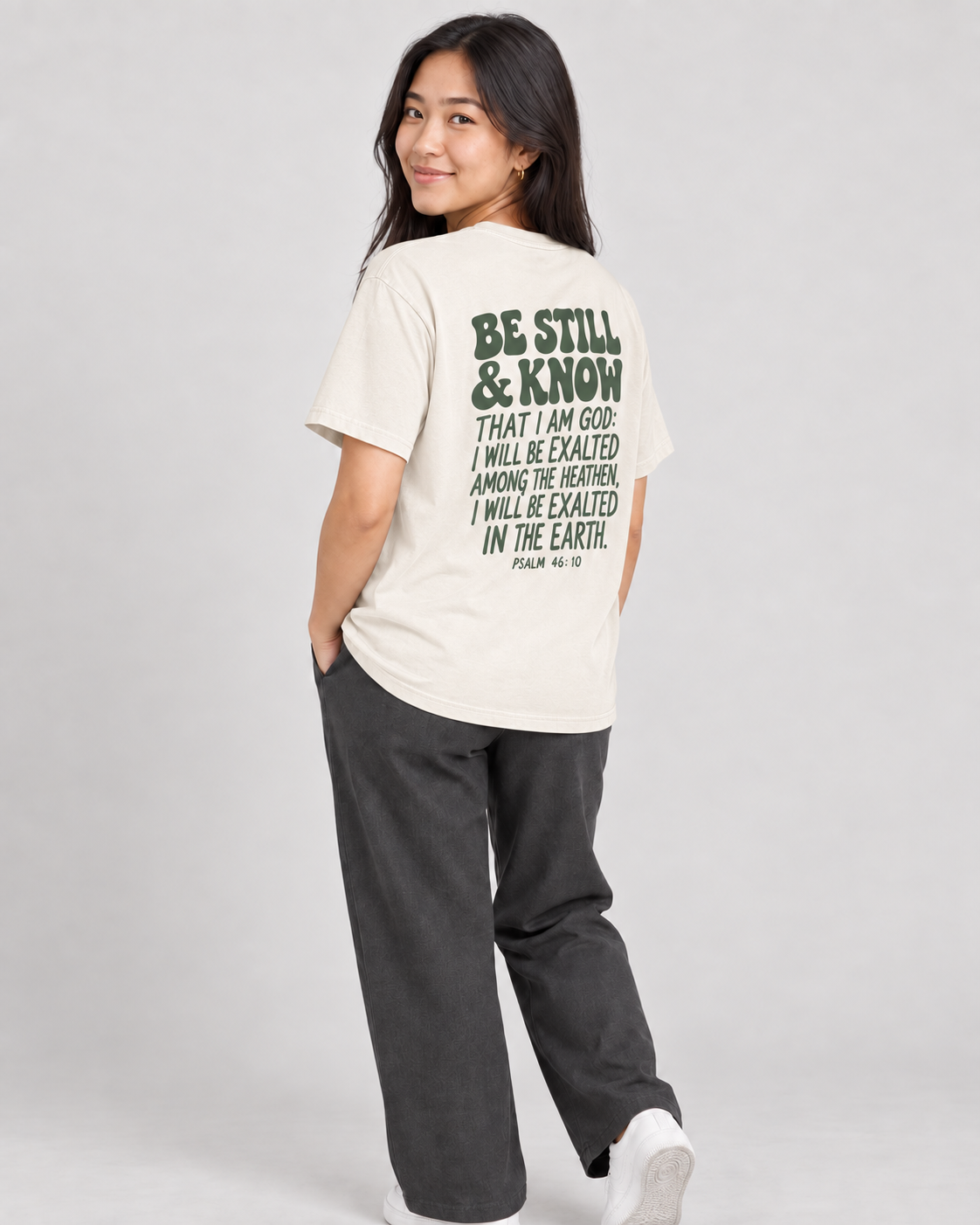 Be Still & Know Tee — Ivory — 05 back lifestyle