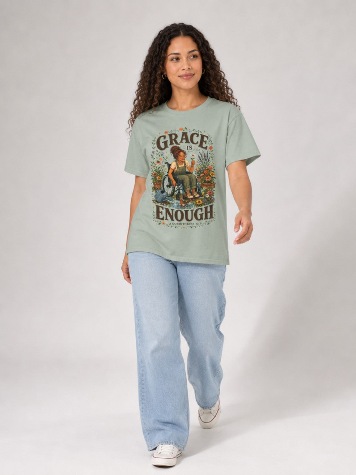 Grace Is Enough in Bay, mid-stride view