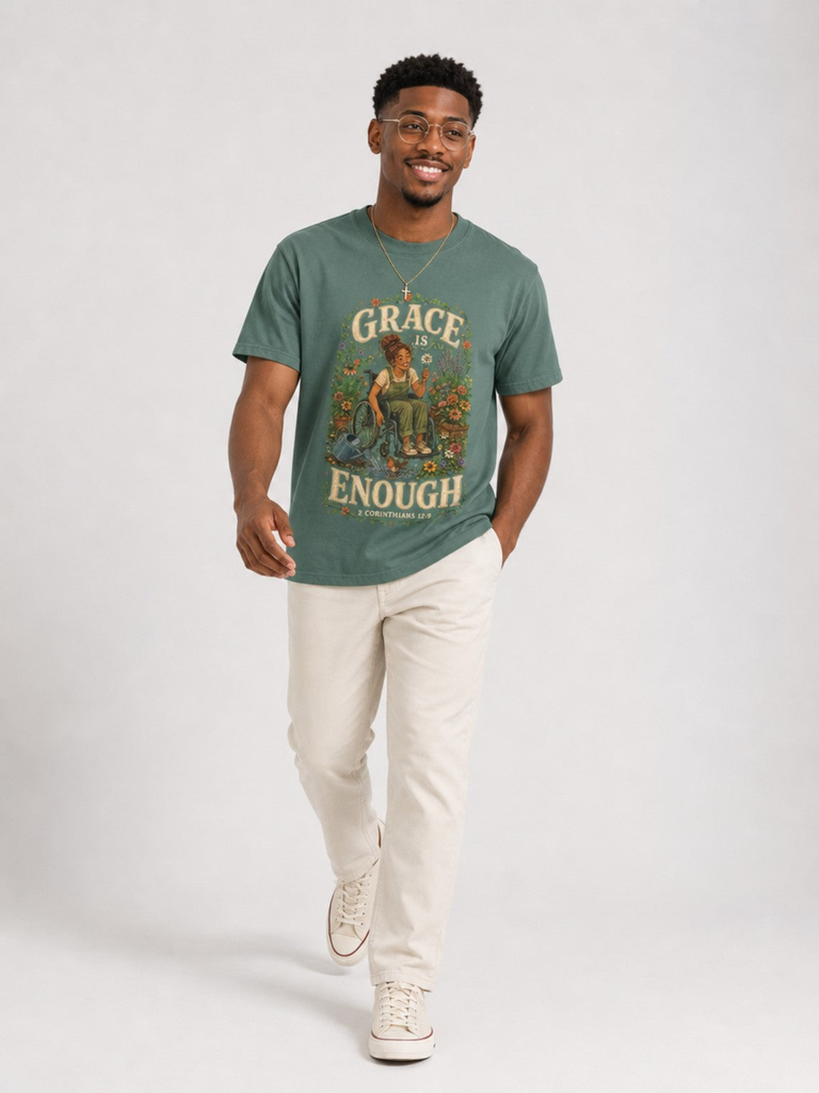 Grace Is Enough in Blue Spruce, mid-stride view