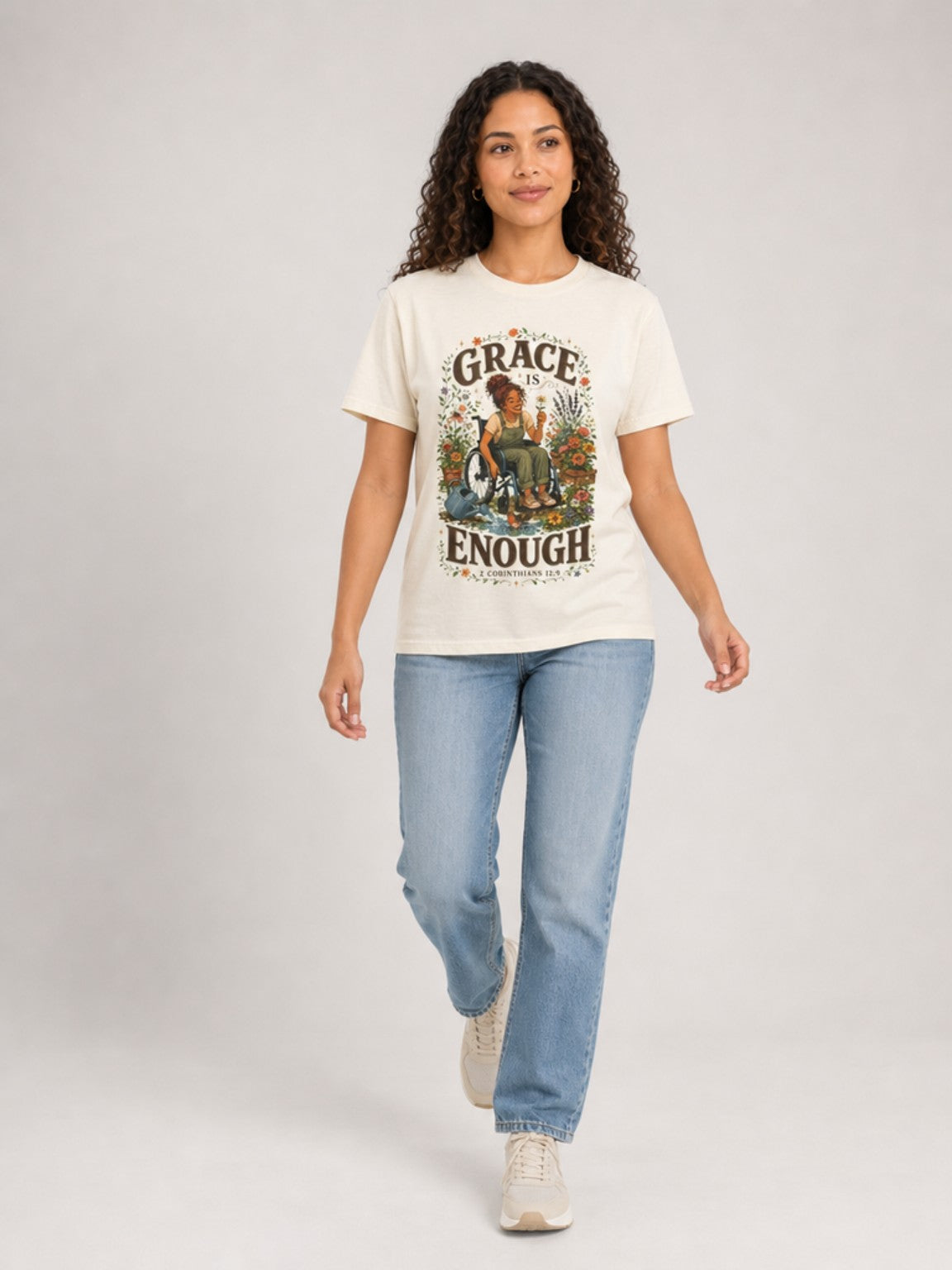 Grace Is Enough in Ivory, mid-stride view