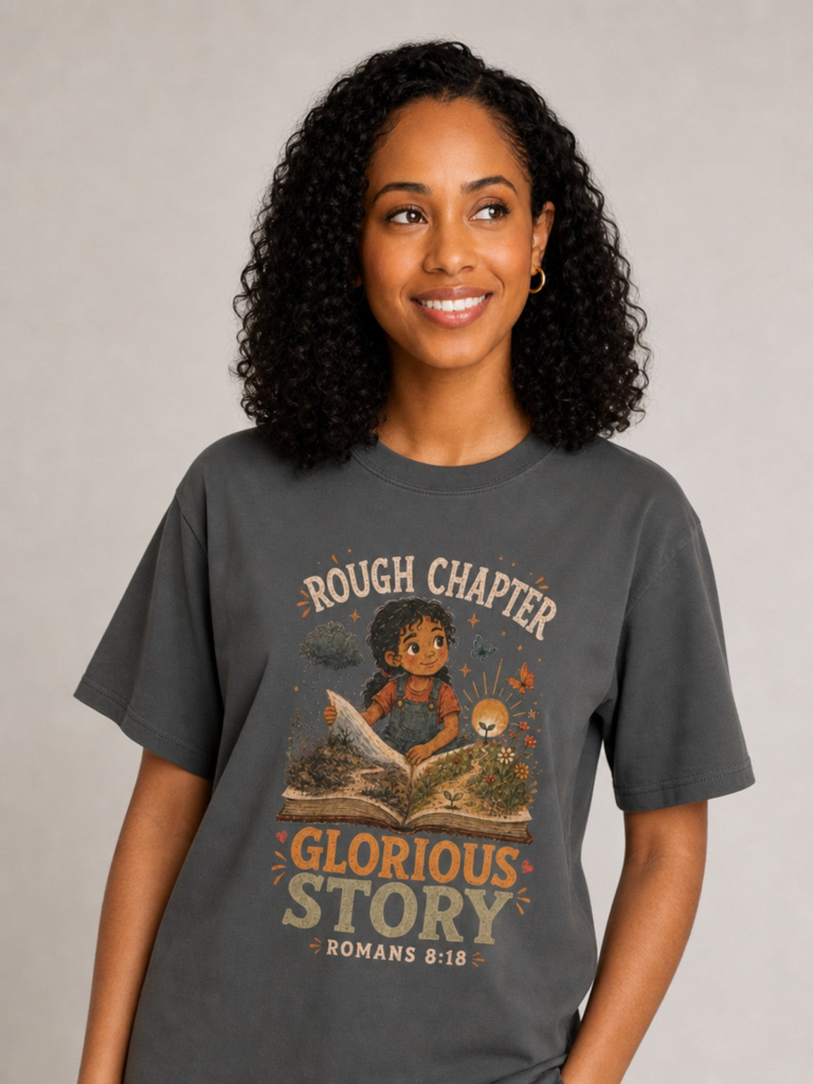 Rough Chapter, Glorious Story tee - Pepper - looking up