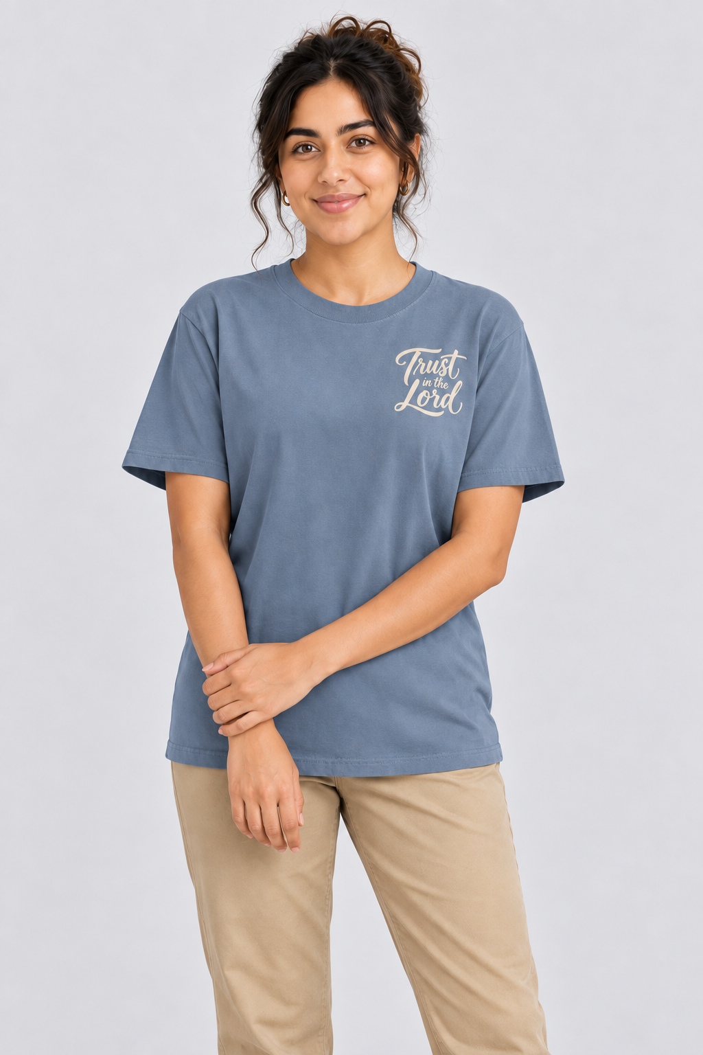 Trust in the Lord Tee — Blue Jean — standing