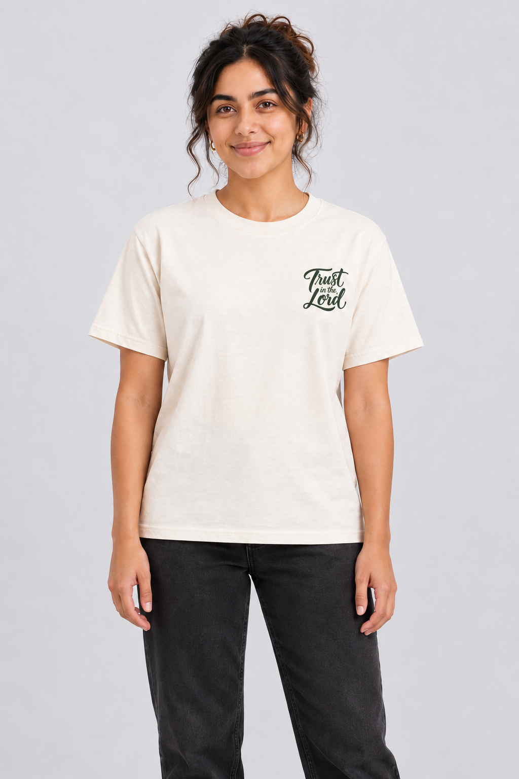 Trust in the Lord Tee — Ivory — standing