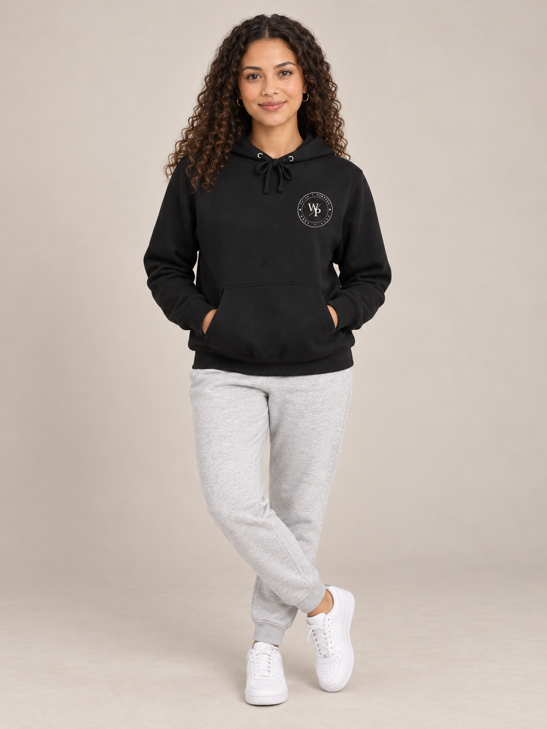 Walk by Faith Hoodie in Black, standing view