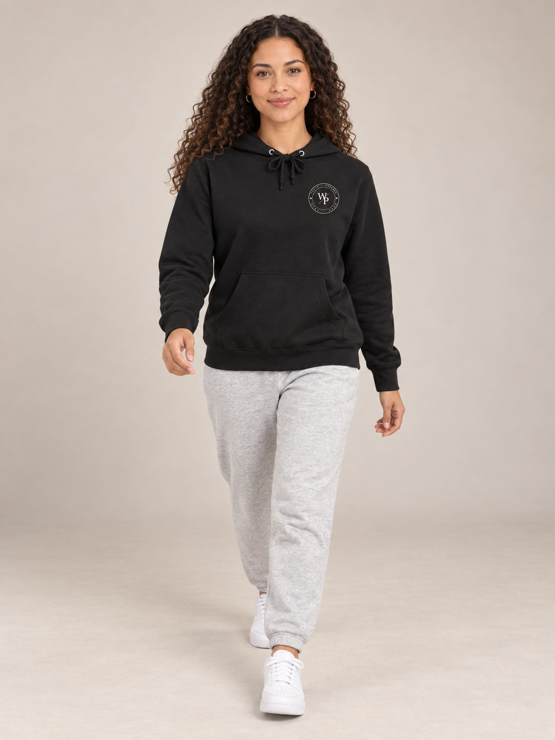 Walk by Faith Hoodie in Black, walking view